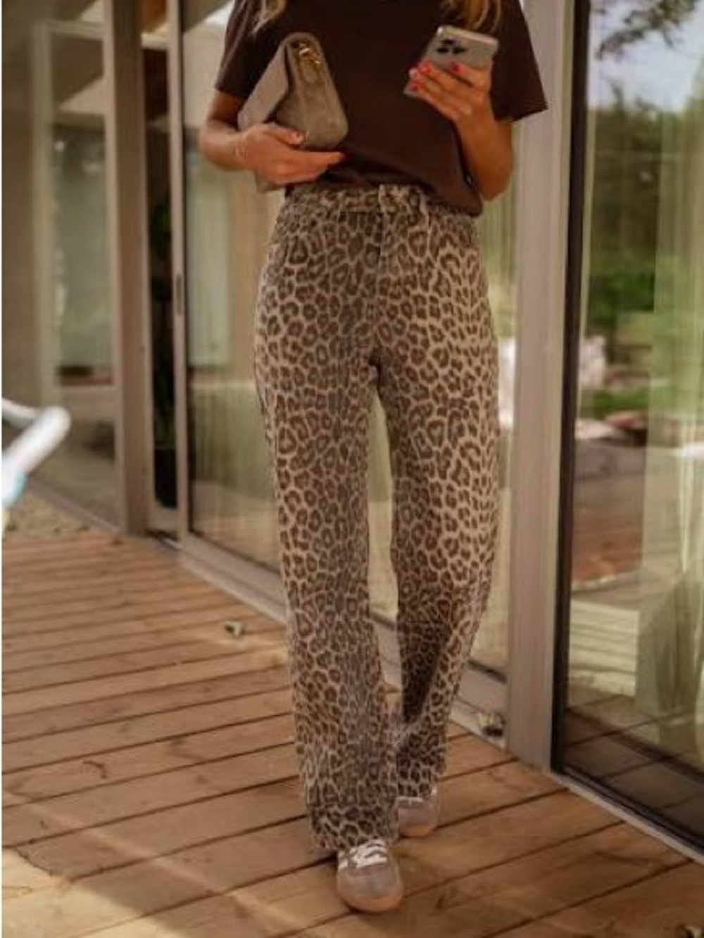 Leopard Print Wide-Leg Jeans NWT
